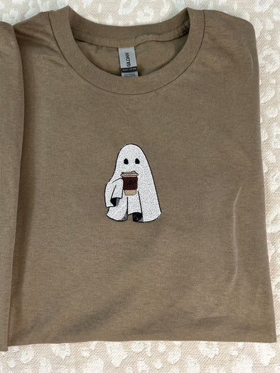Hot Coffee Ghost Embroidered Tee
