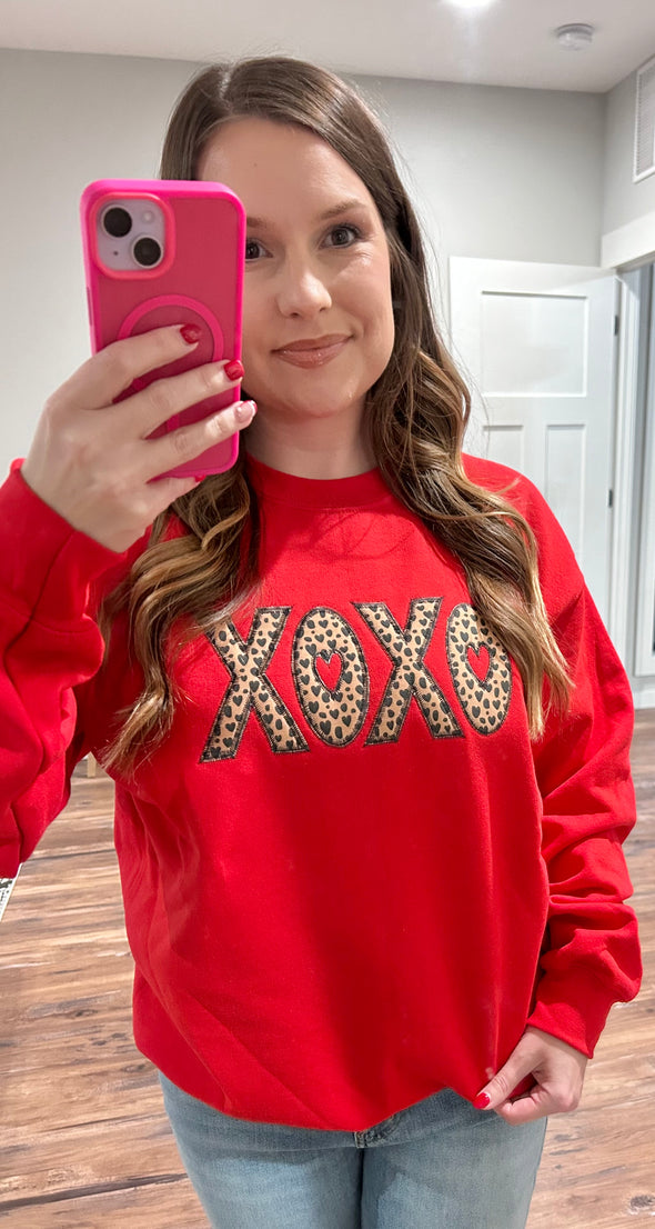 XOXO Applique Sweatshirt-ADULT