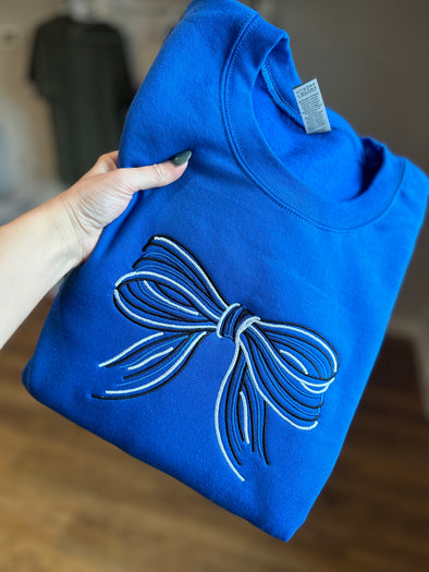 Embroidered Bow Sweatshirt School Colors