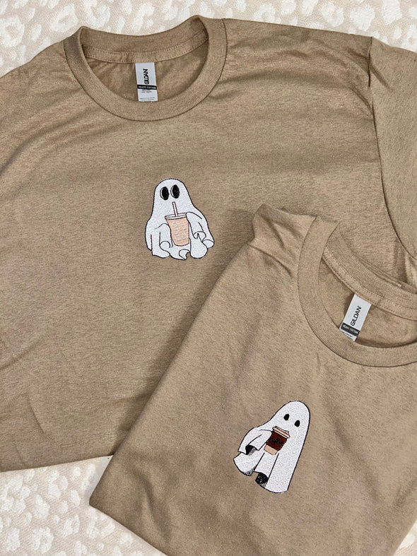 Iced Coffee Ghost Embroidered Tee