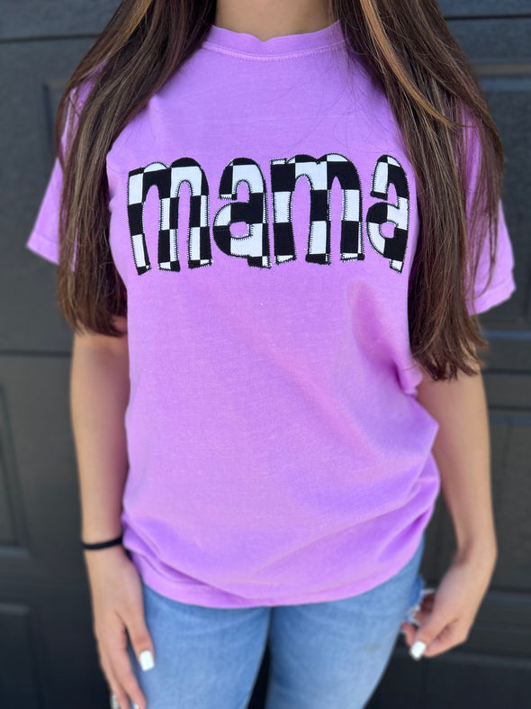 Checkered Mama Tee Neon Tee