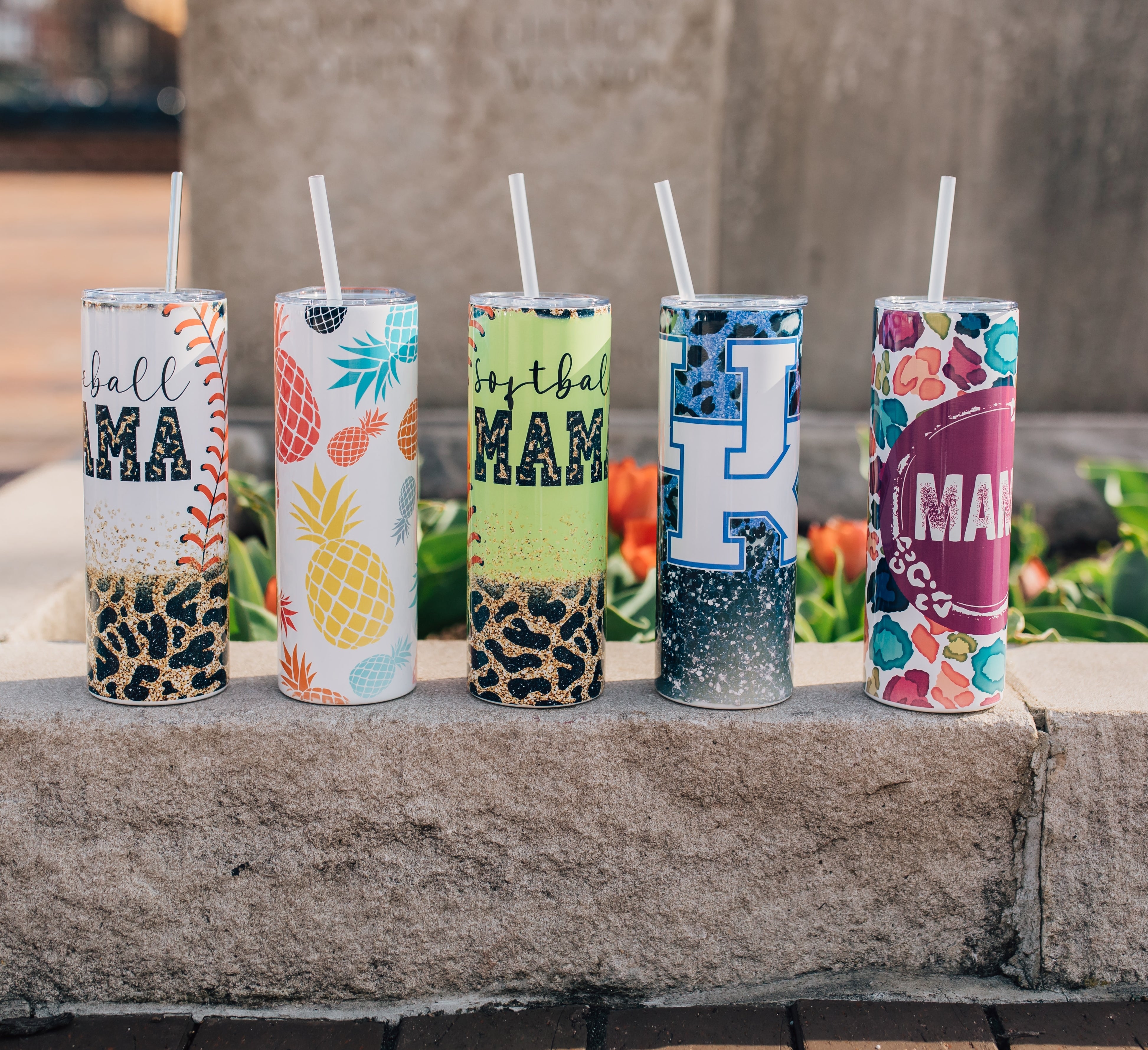 Personalized Baseball Mom Tumbler with Straw