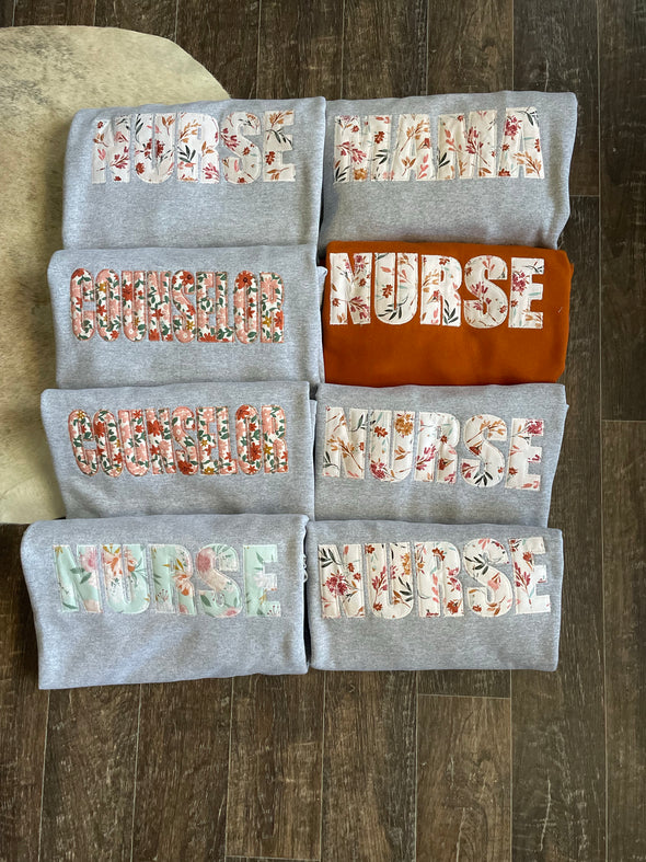 Custom Occupation/Name Applique Sweatshirt